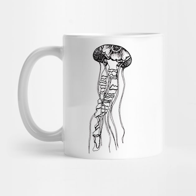 Black and White Flower Jellyfish by juliahealydesign